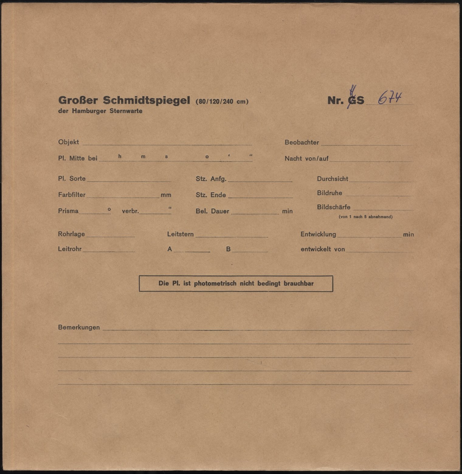Plate envelope