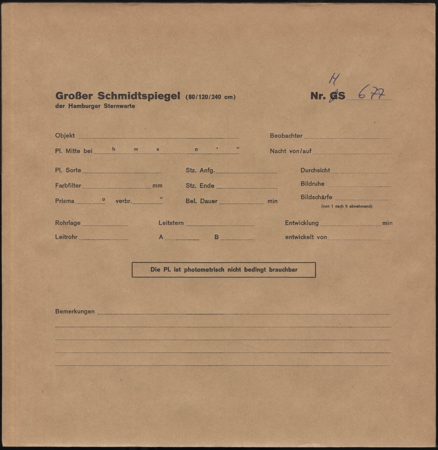 Plate envelope