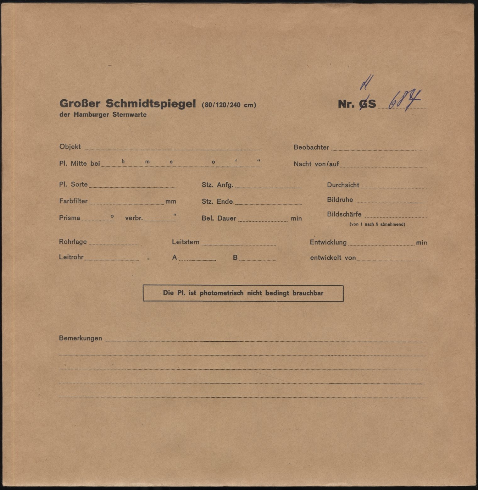 Plate envelope