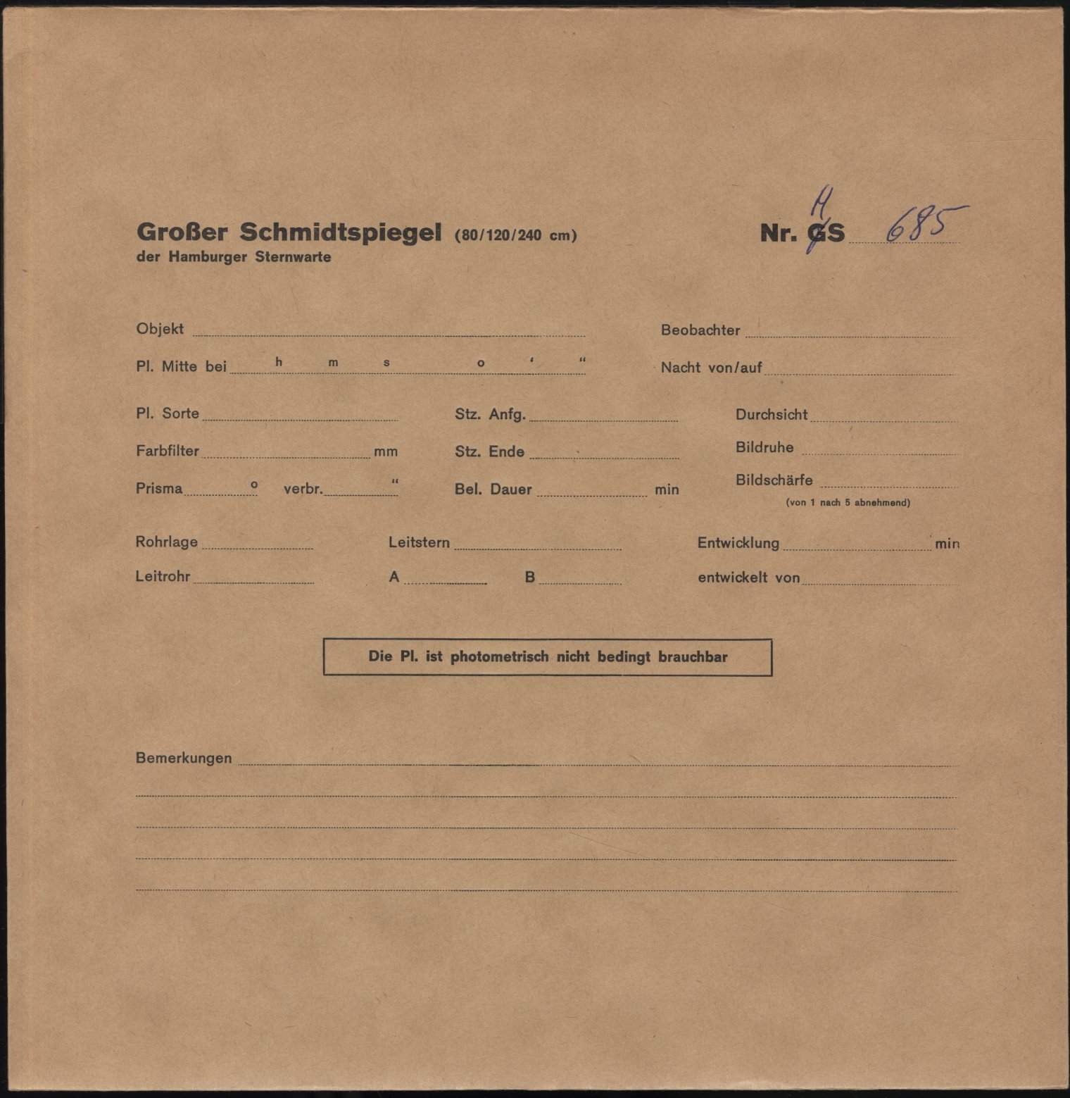 Plate envelope