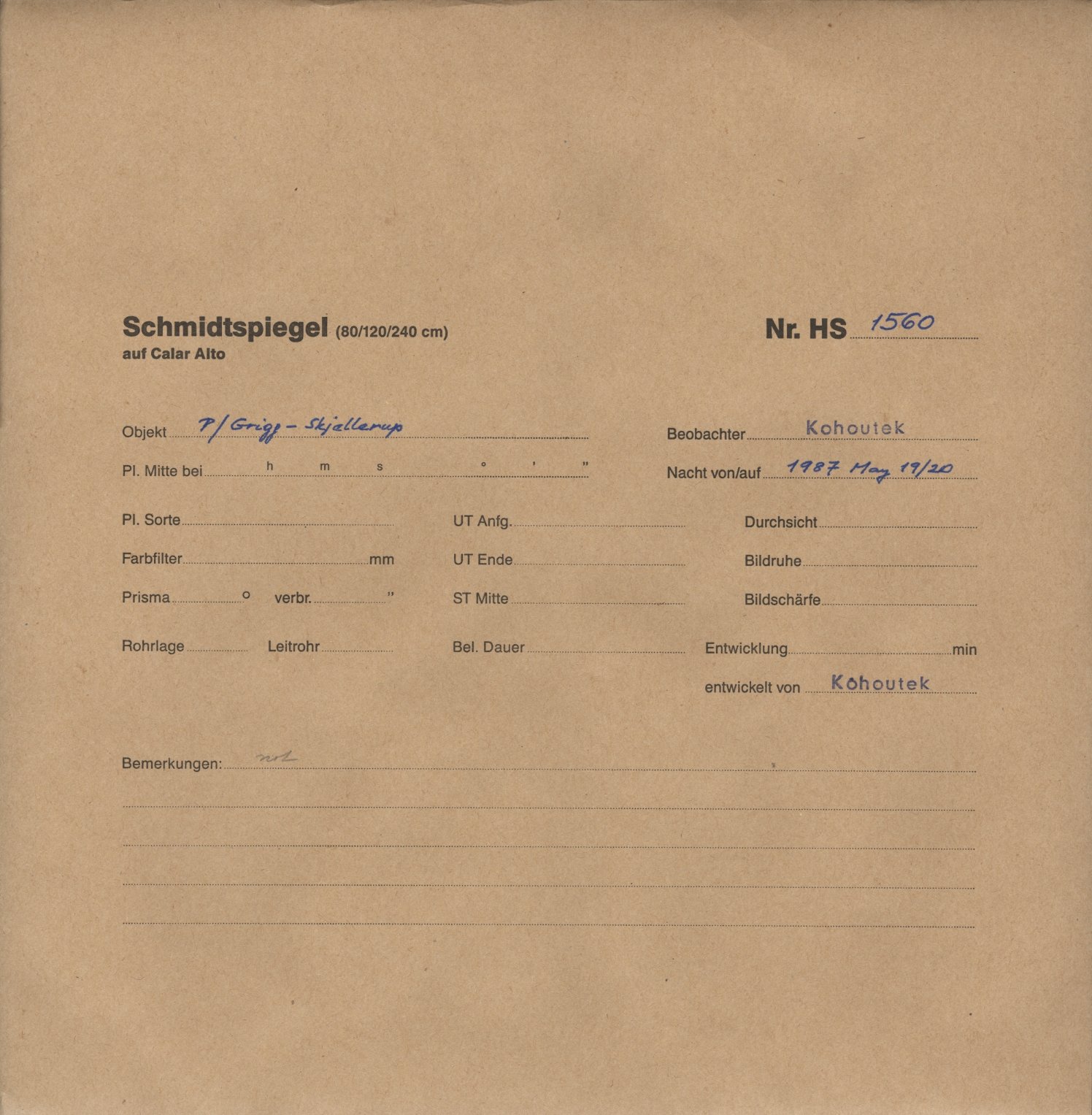 Plate envelope