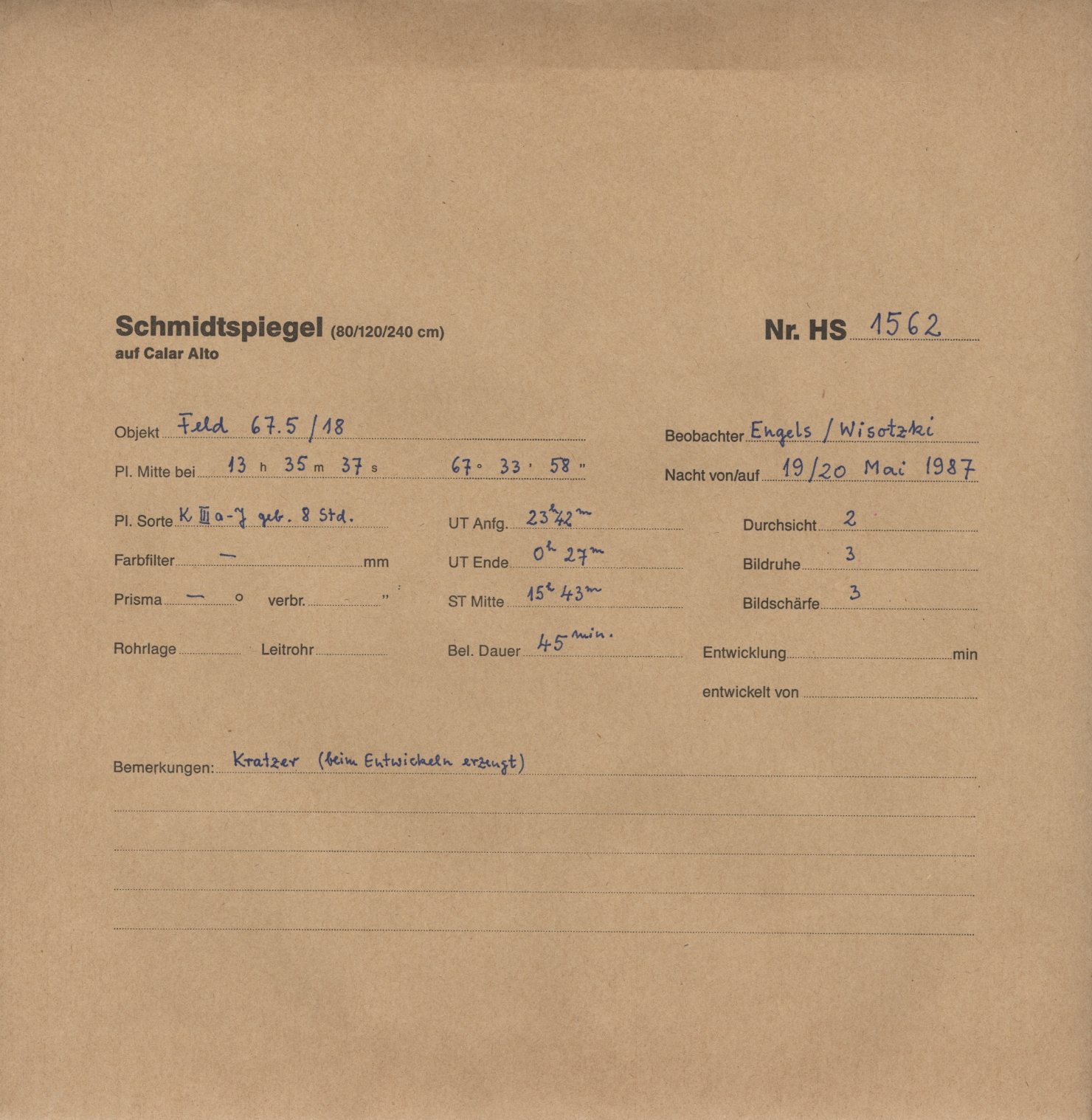 Plate envelope