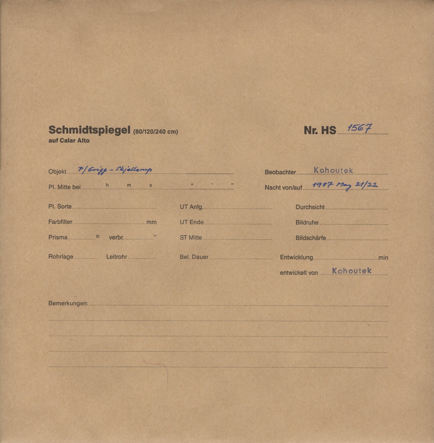 Plate envelope