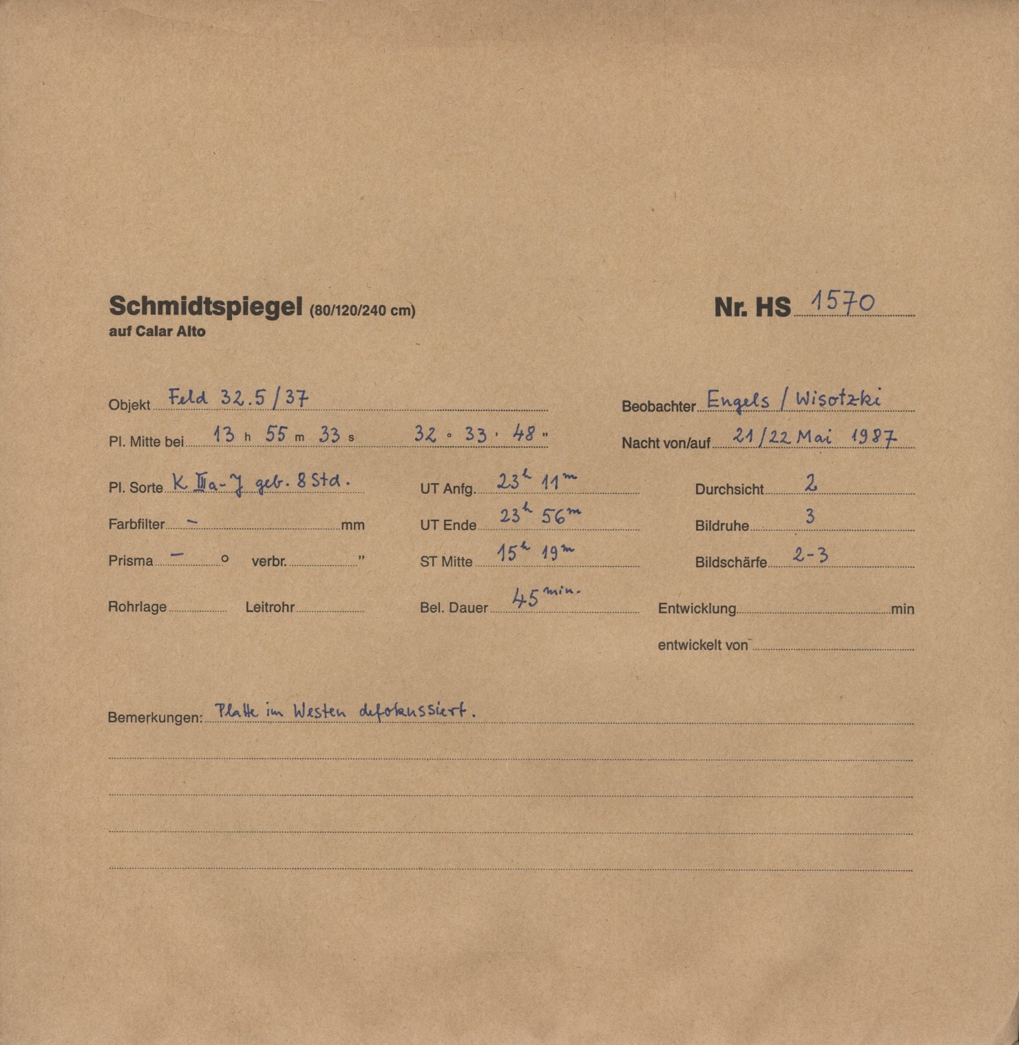 Plate envelope