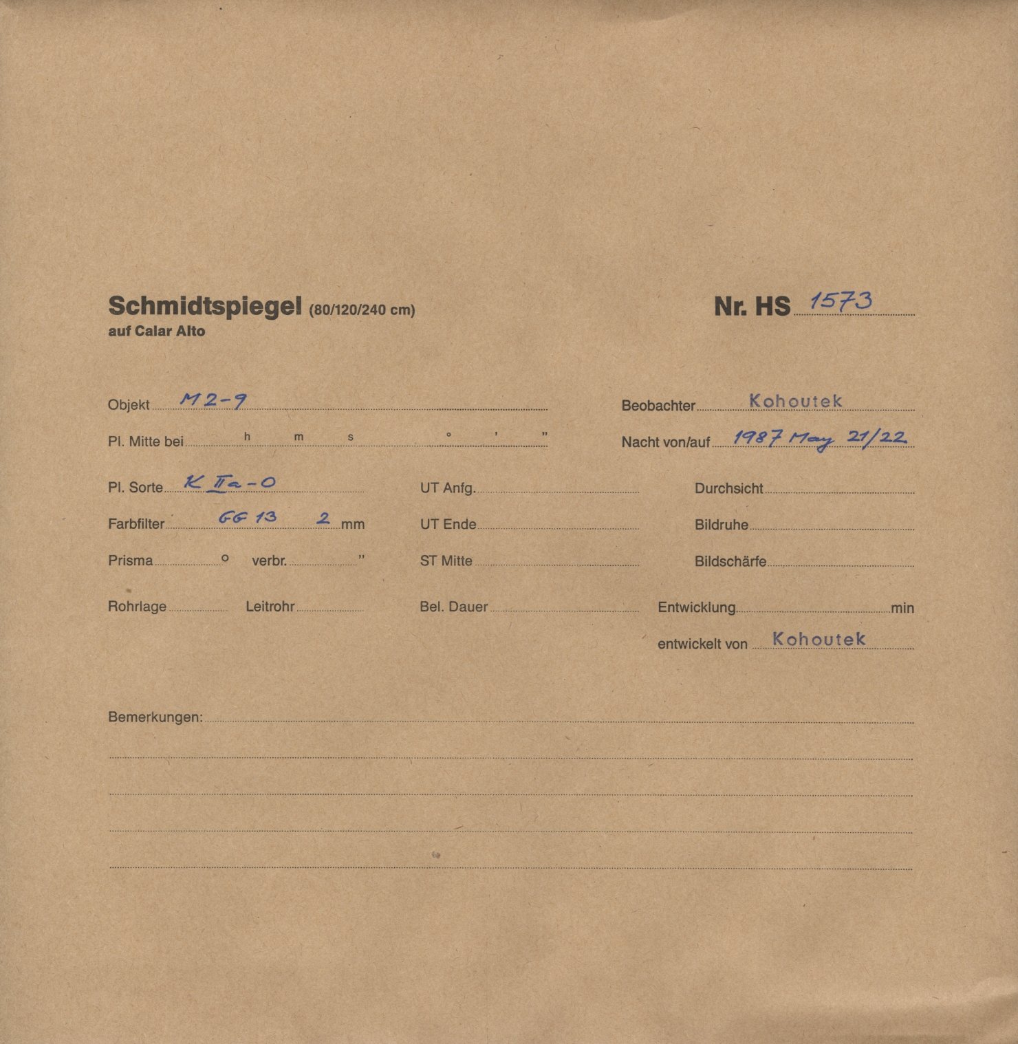 Plate envelope