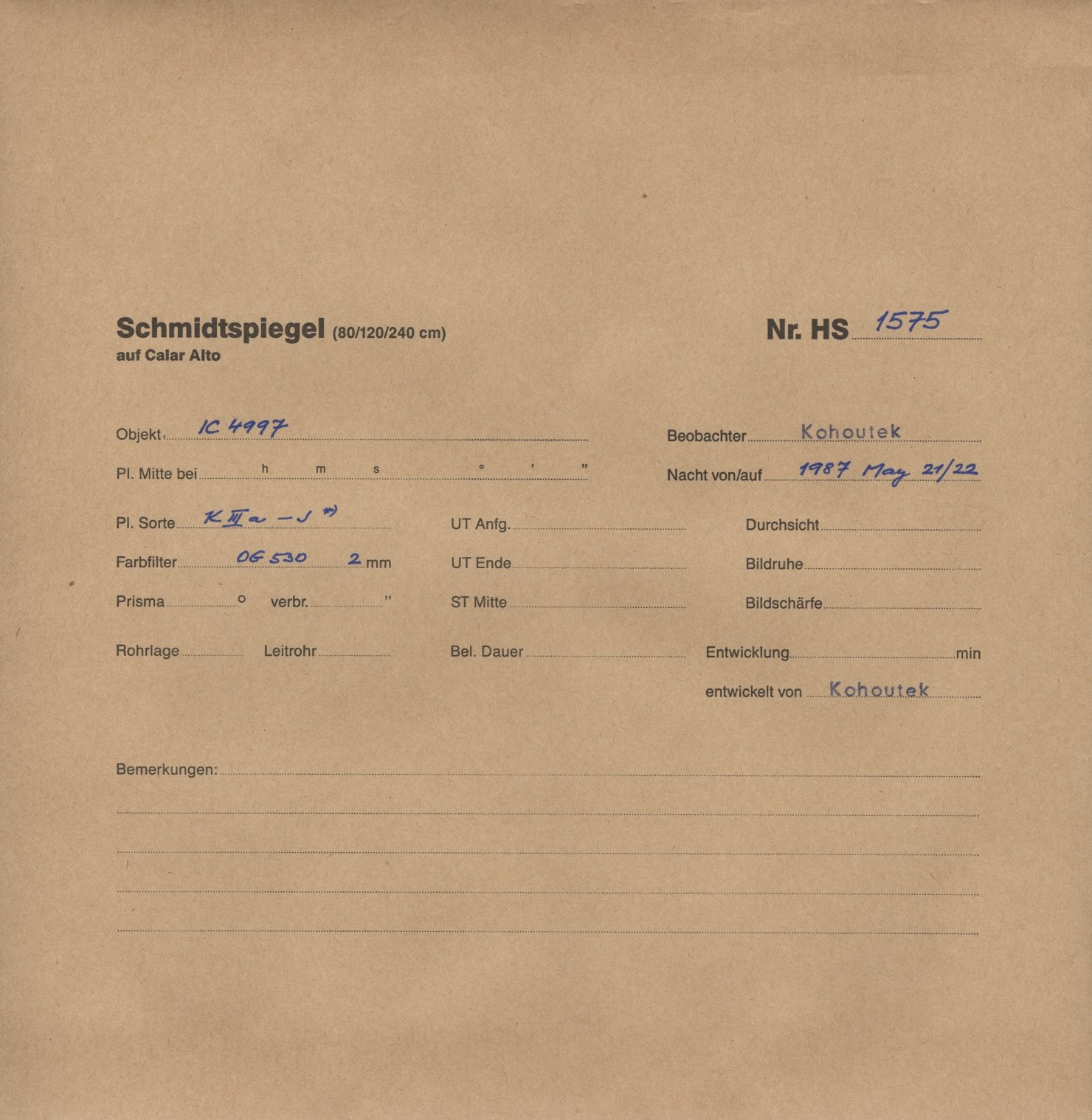Plate envelope