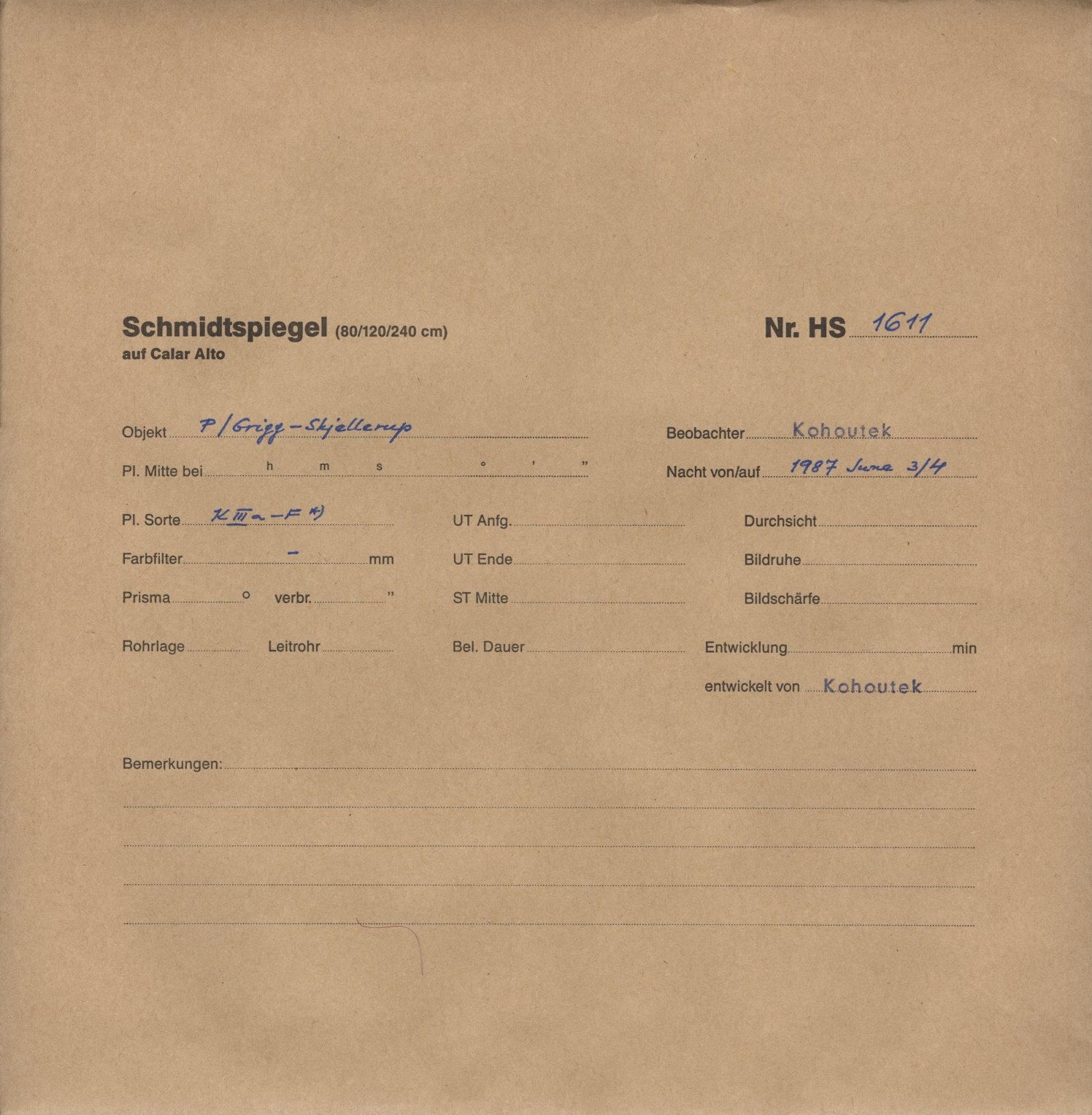 Plate envelope