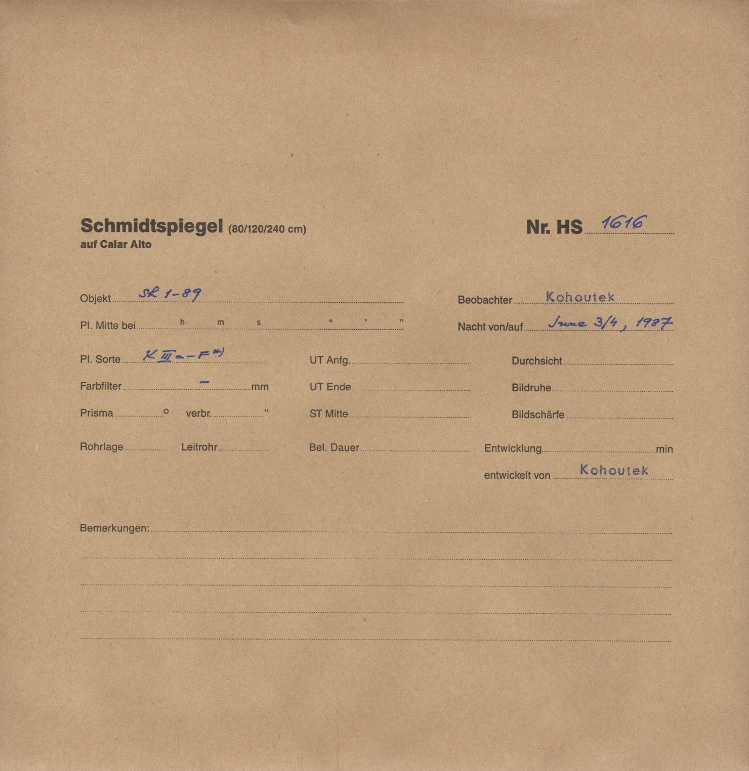Plate envelope