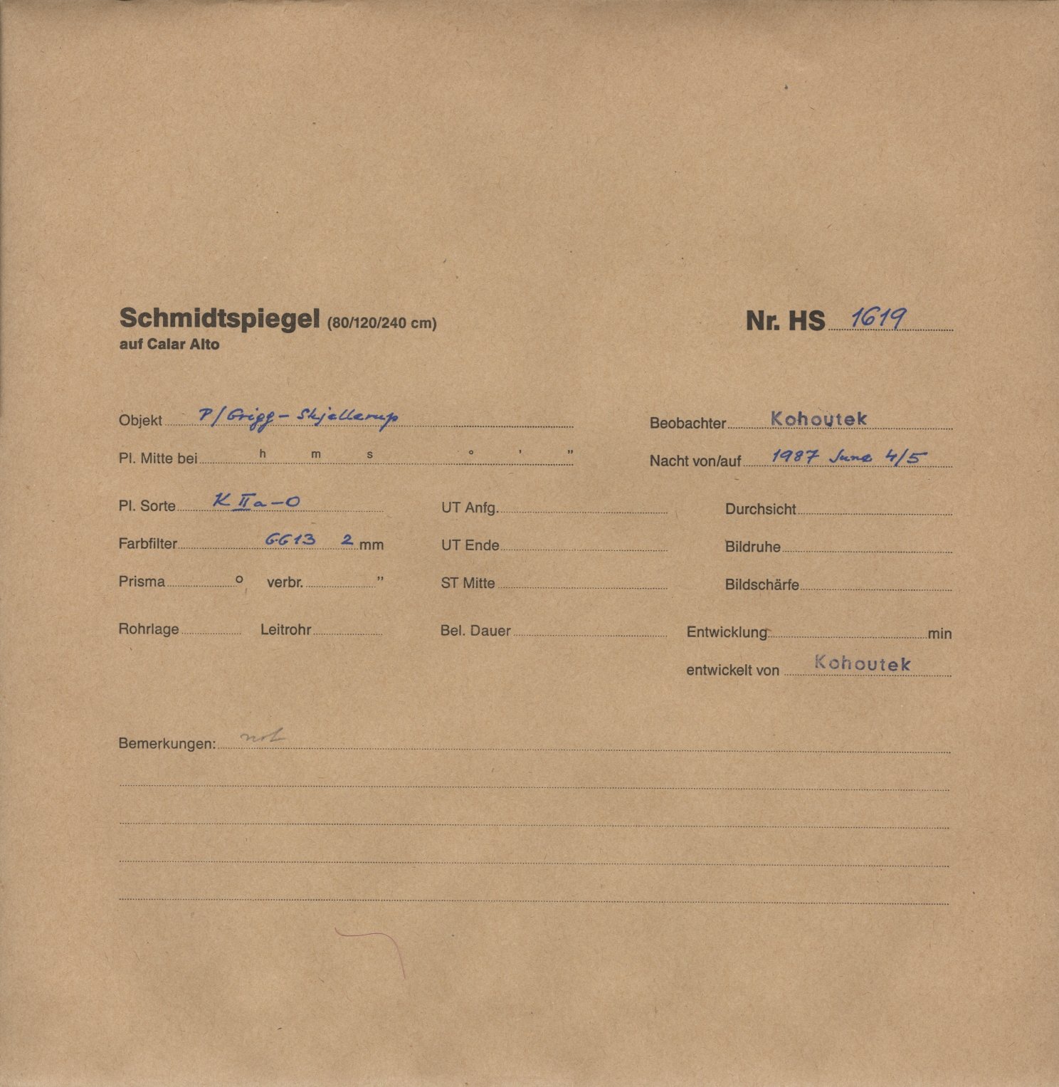 Plate envelope
