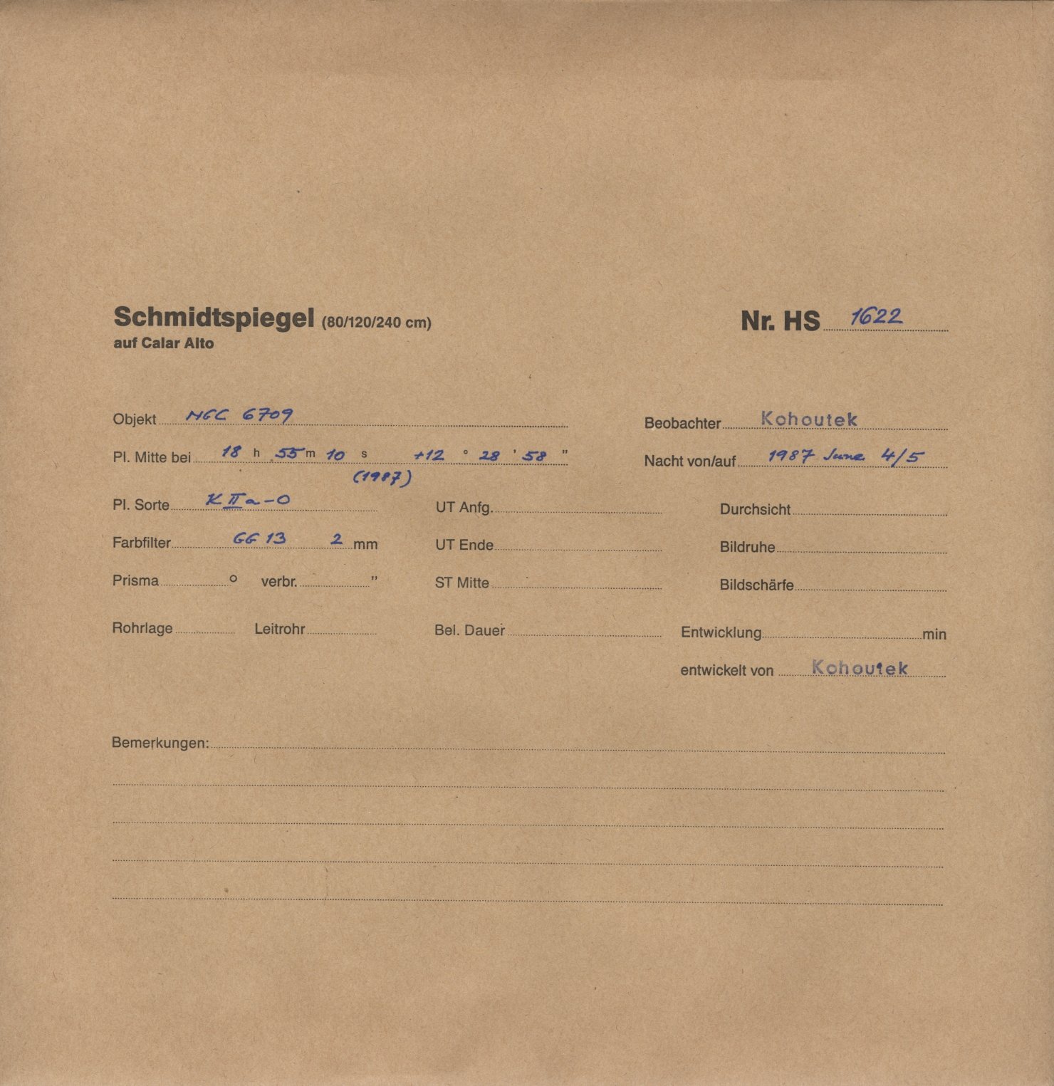 Plate envelope