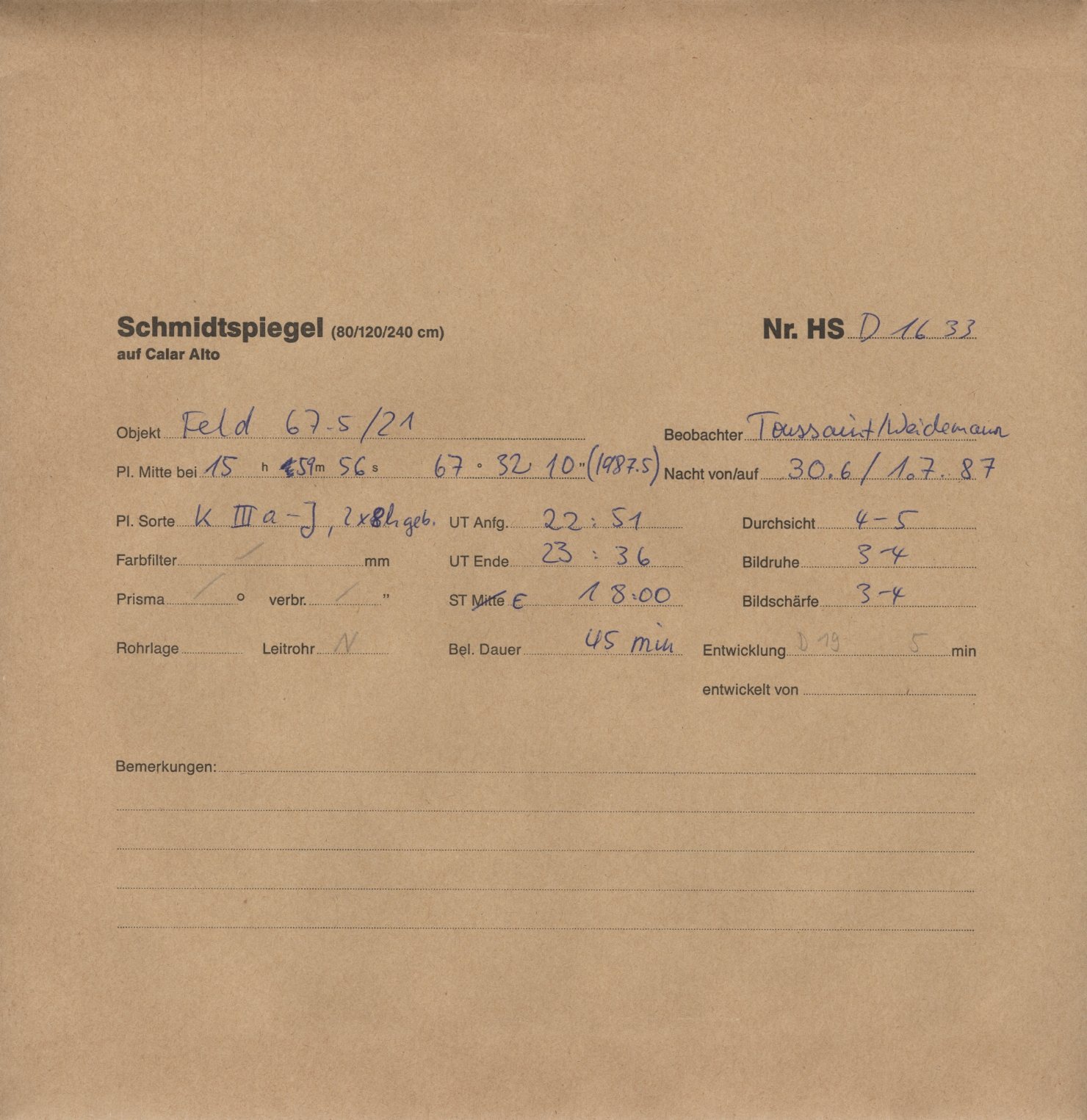 Plate envelope