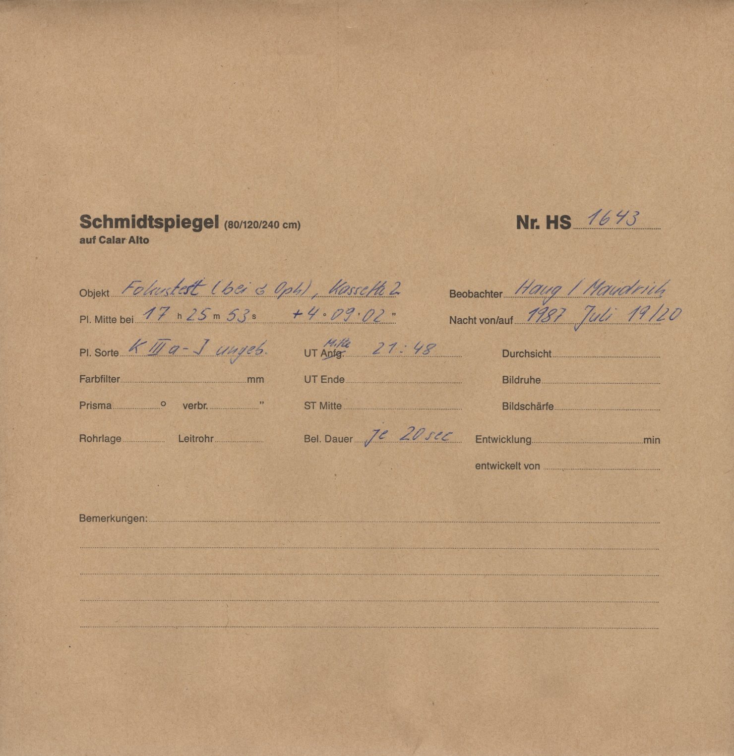 Plate envelope
