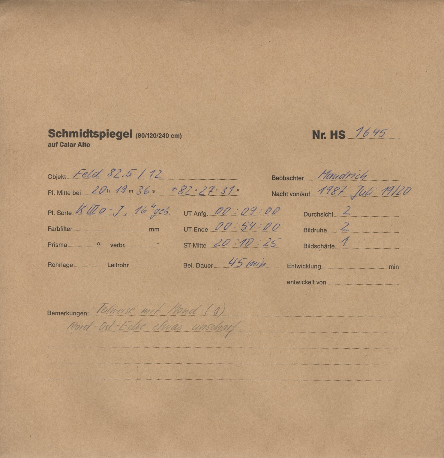 Plate envelope