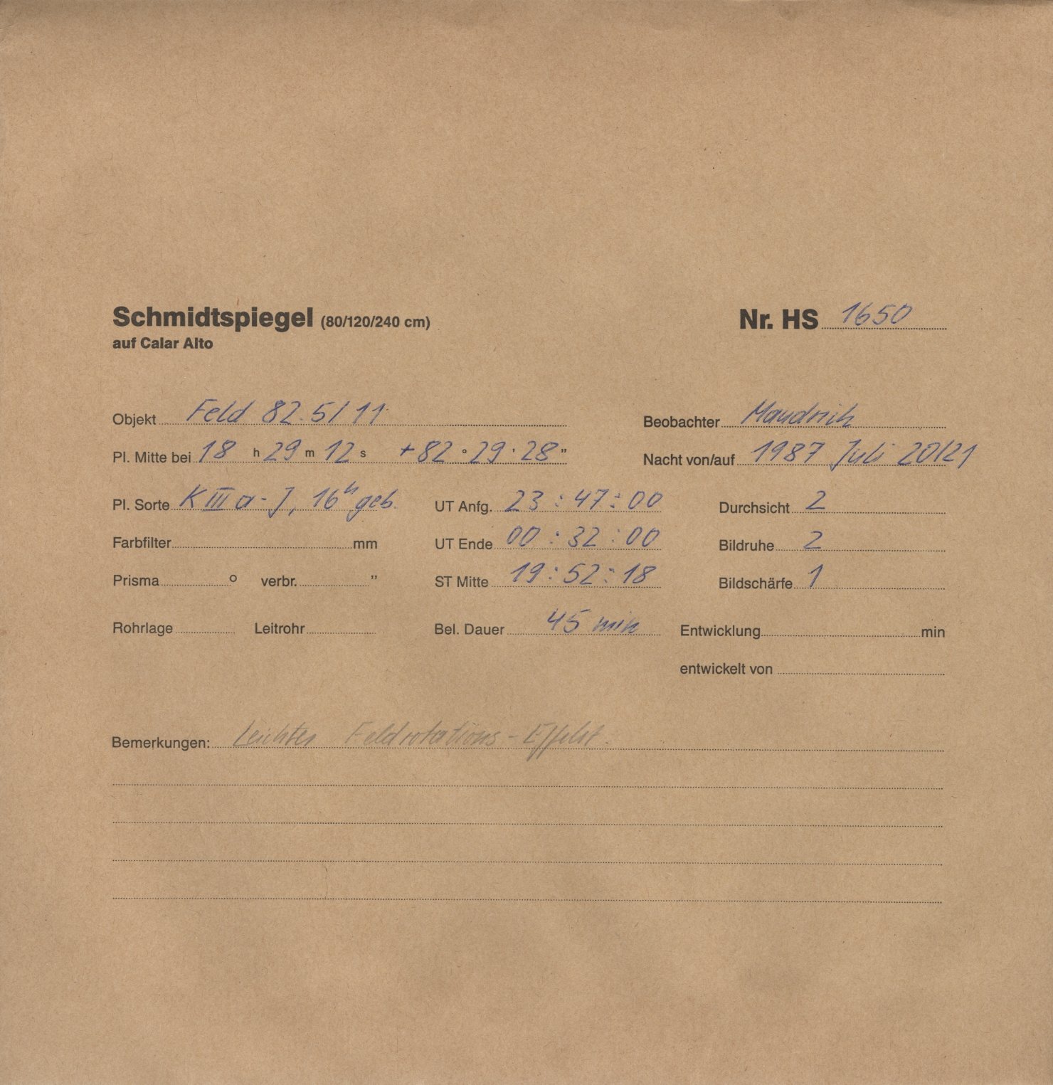 Plate envelope