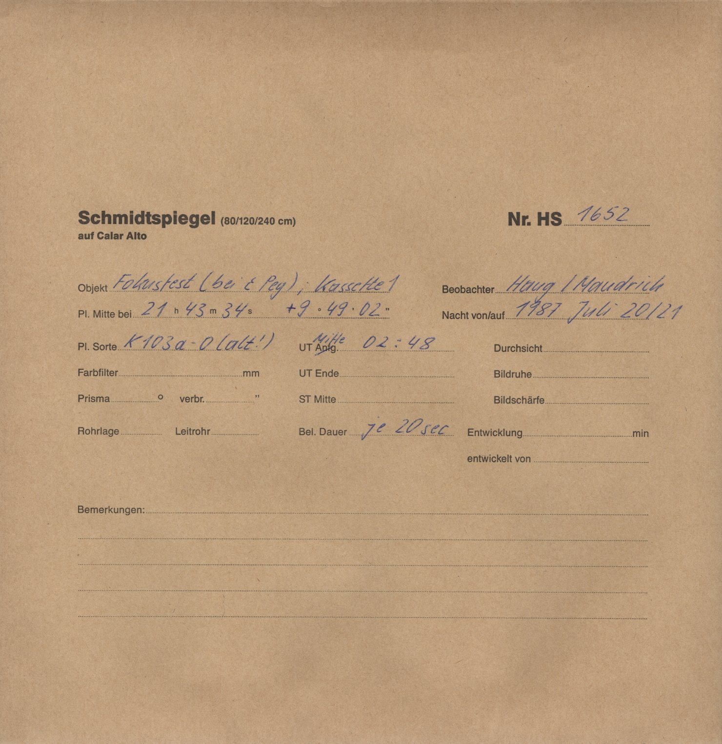 Plate envelope