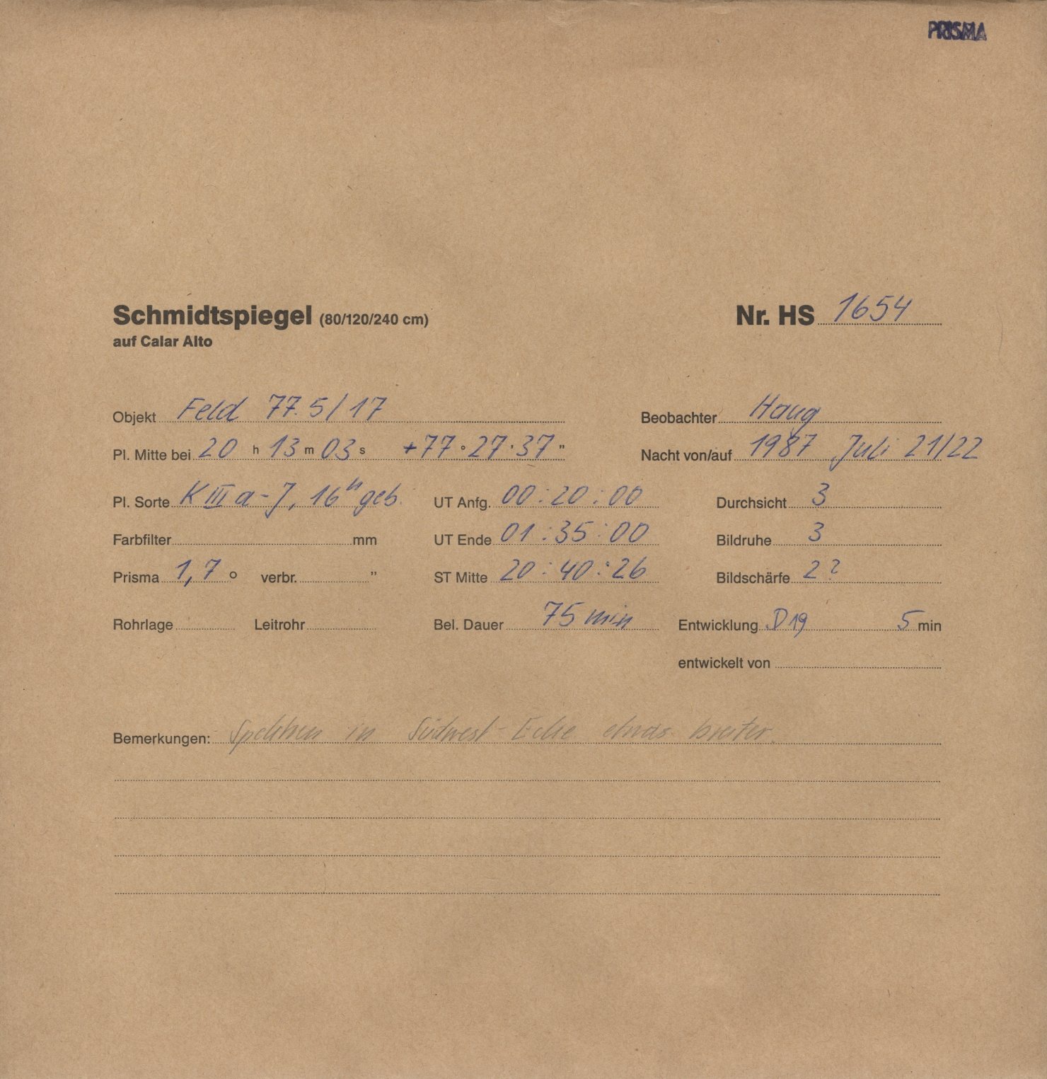 Plate envelope