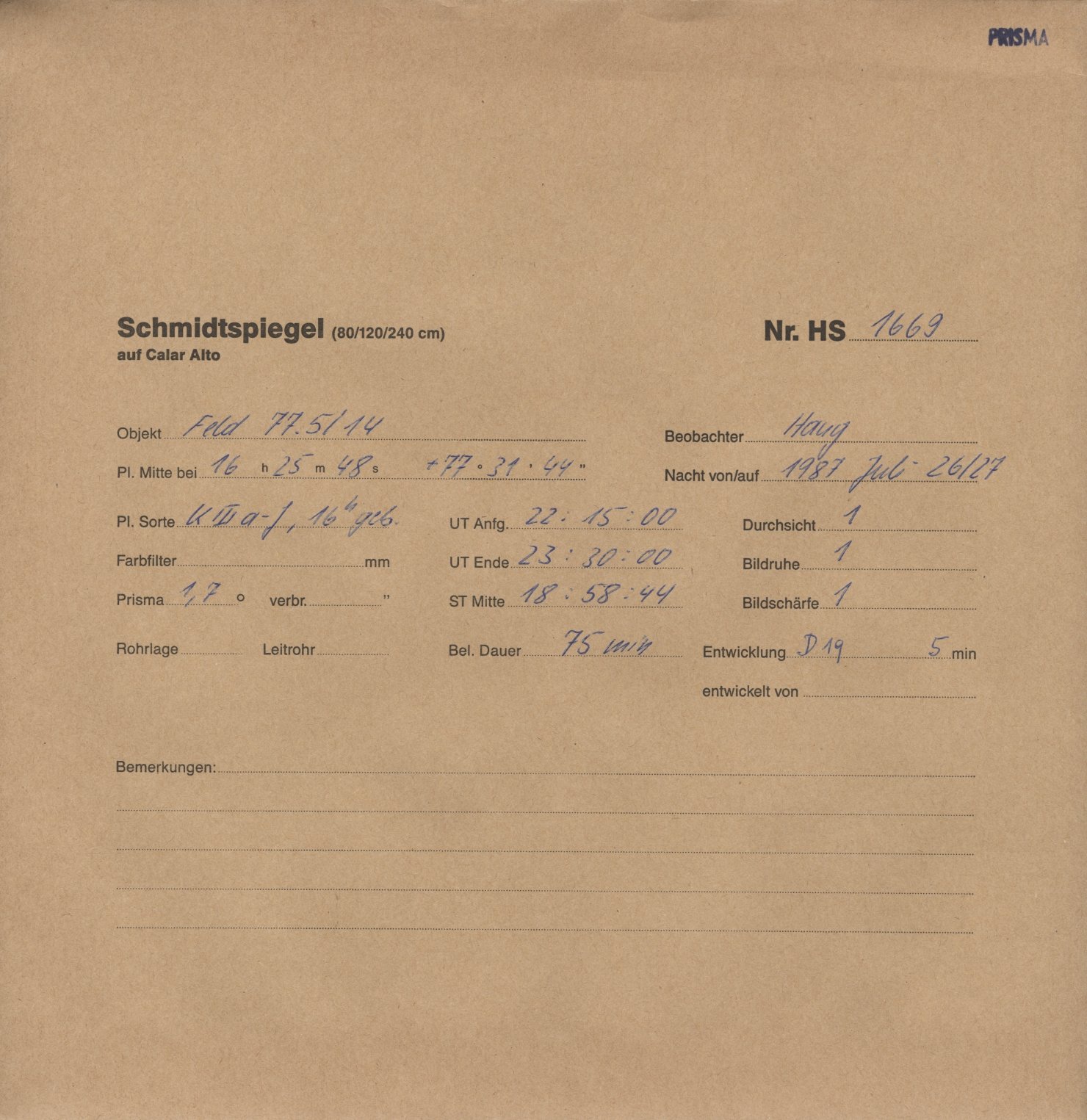 Plate envelope