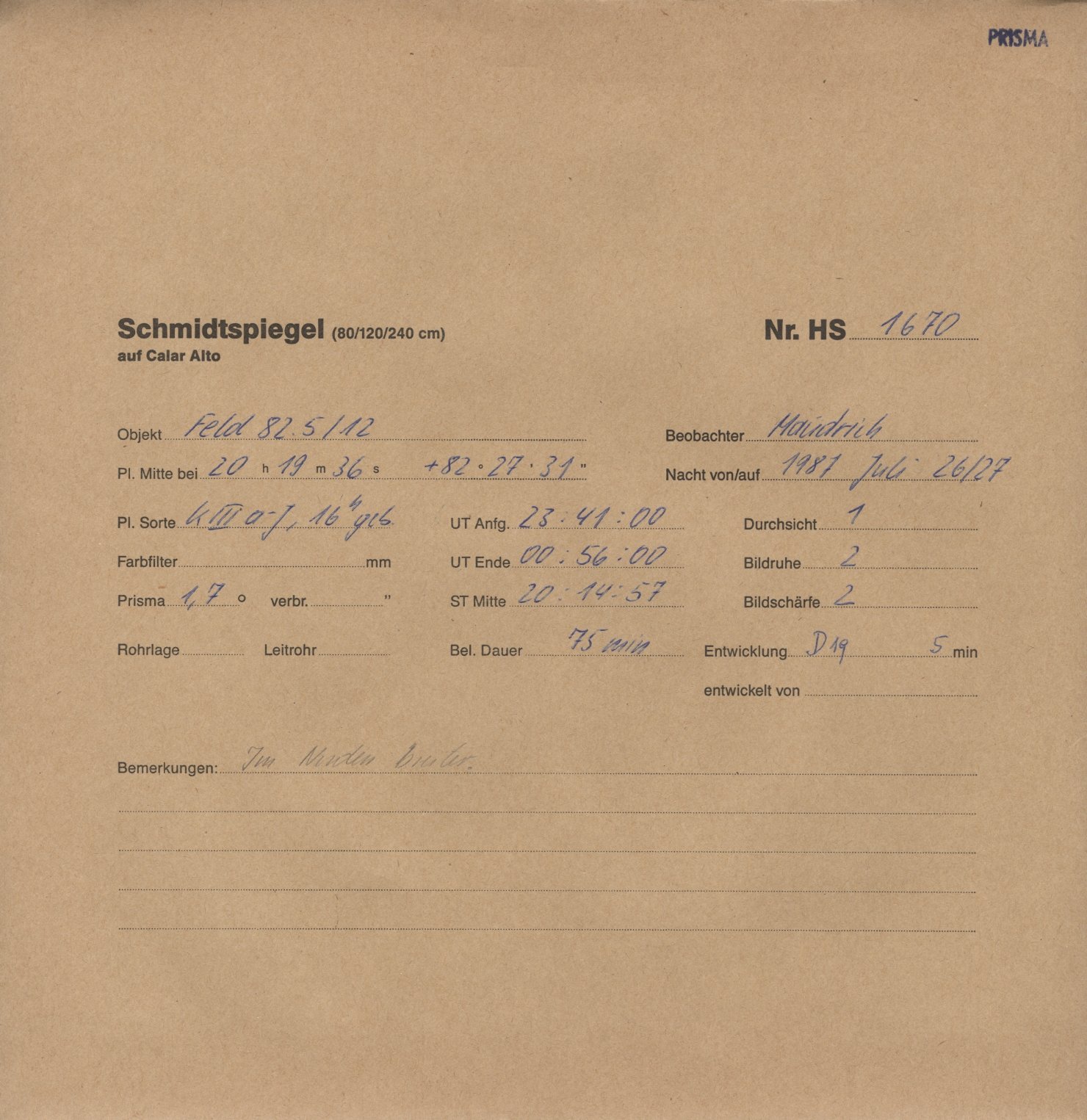 Plate envelope