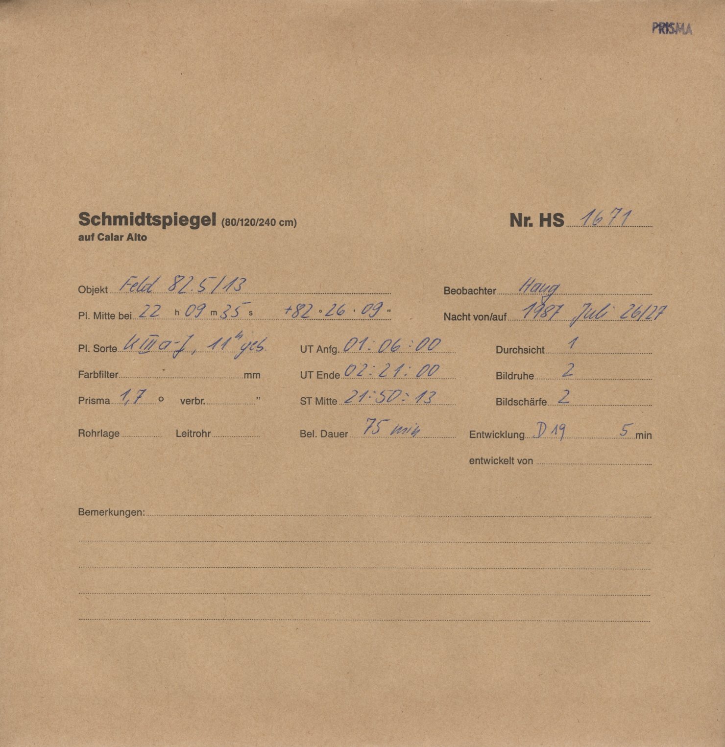 Plate envelope