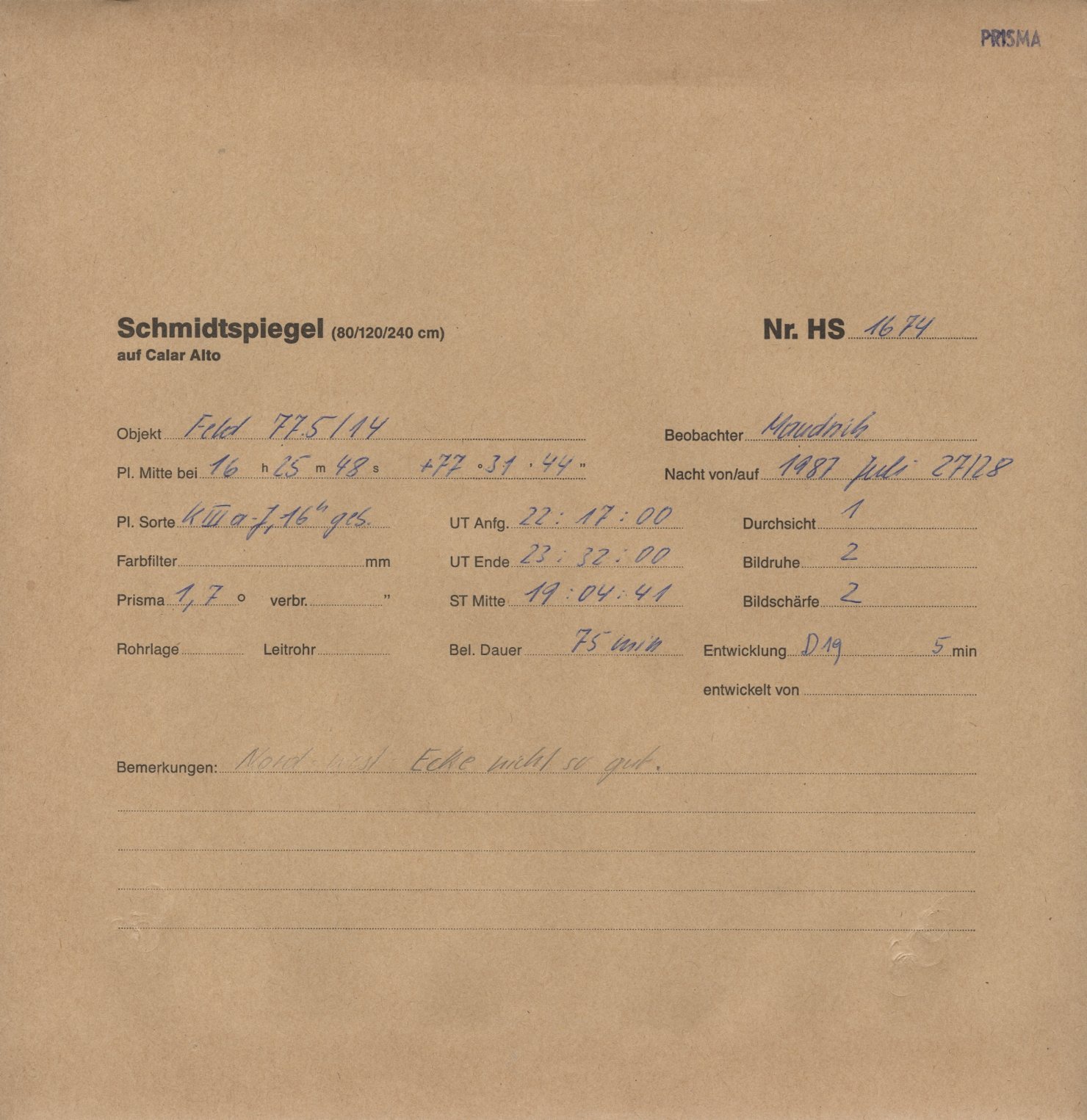 Plate envelope