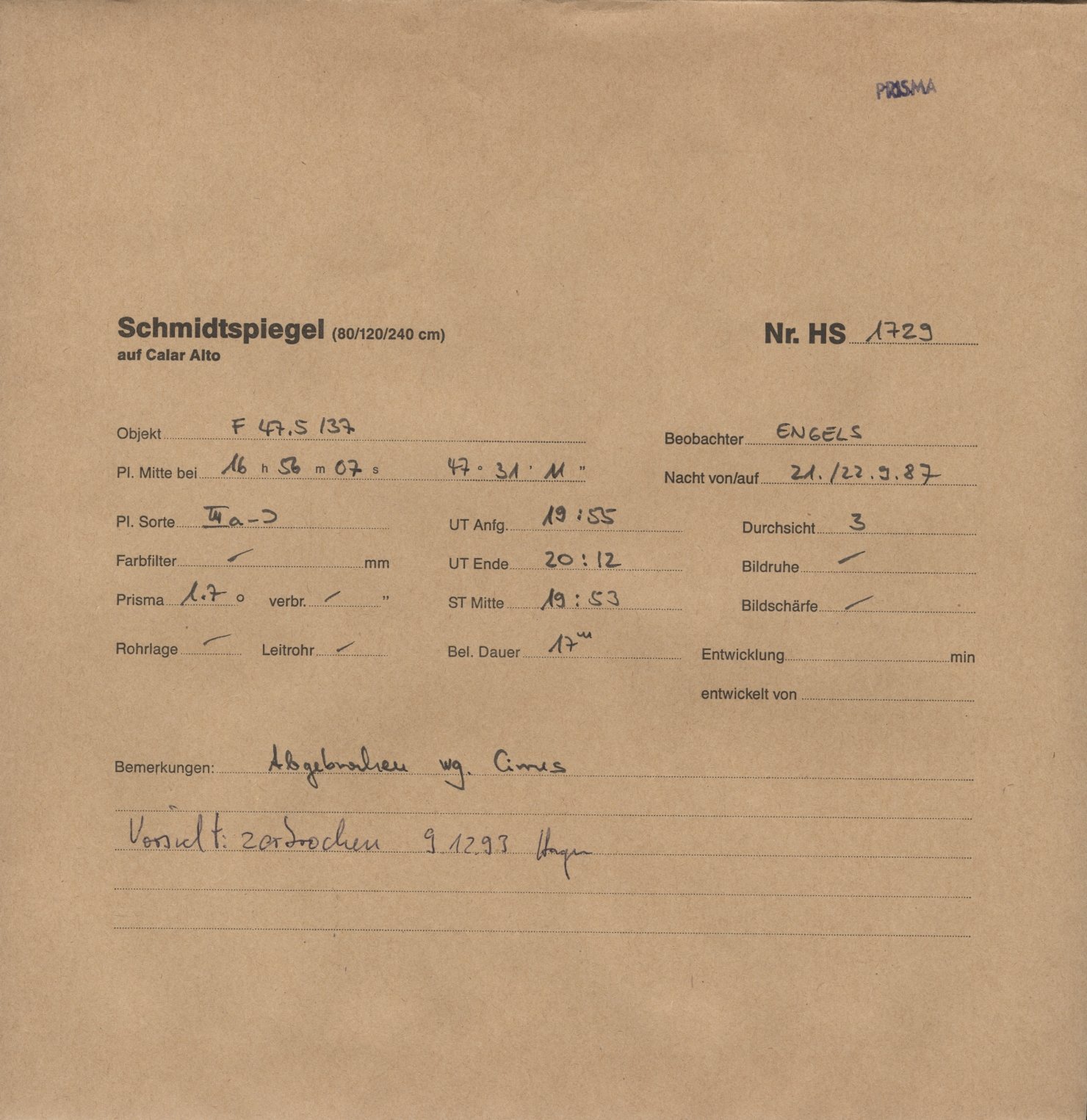 Plate envelope