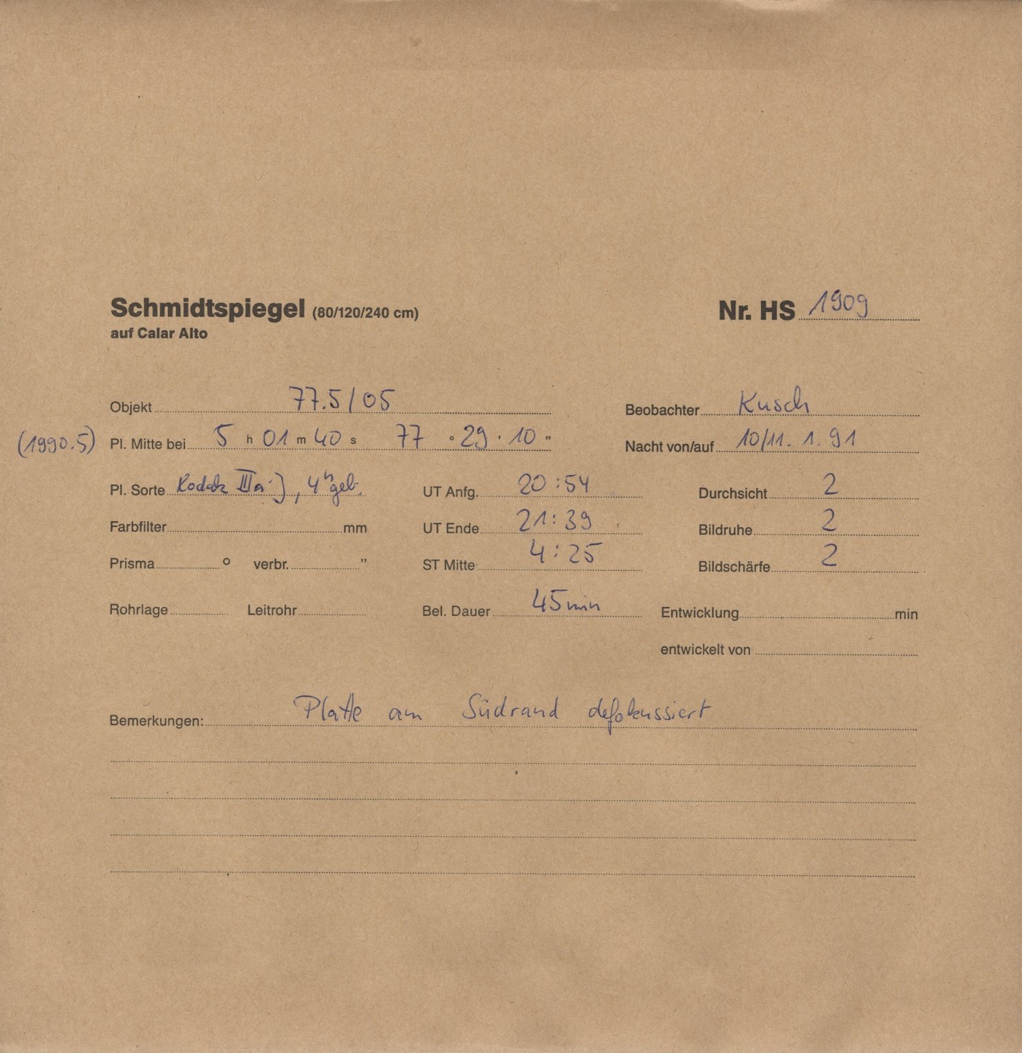 Plate envelope