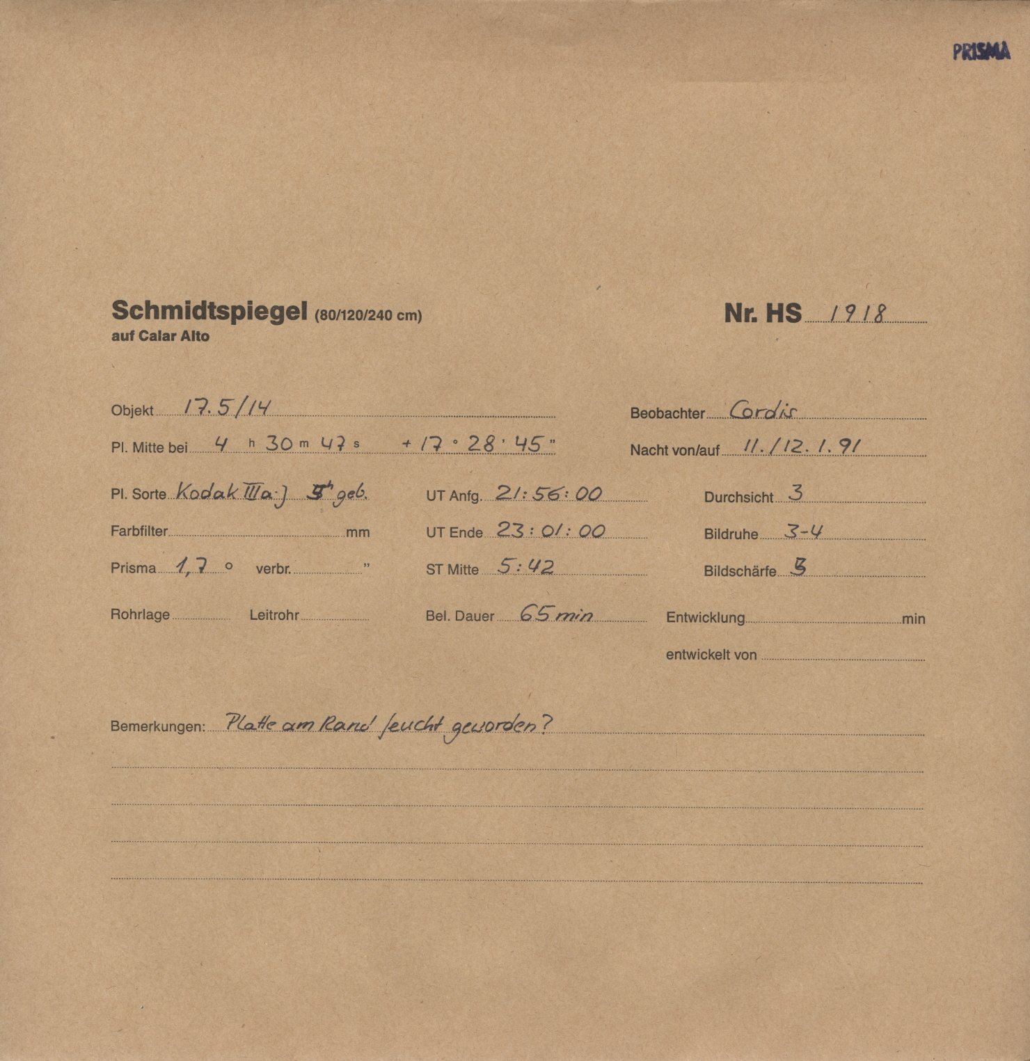 Plate envelope