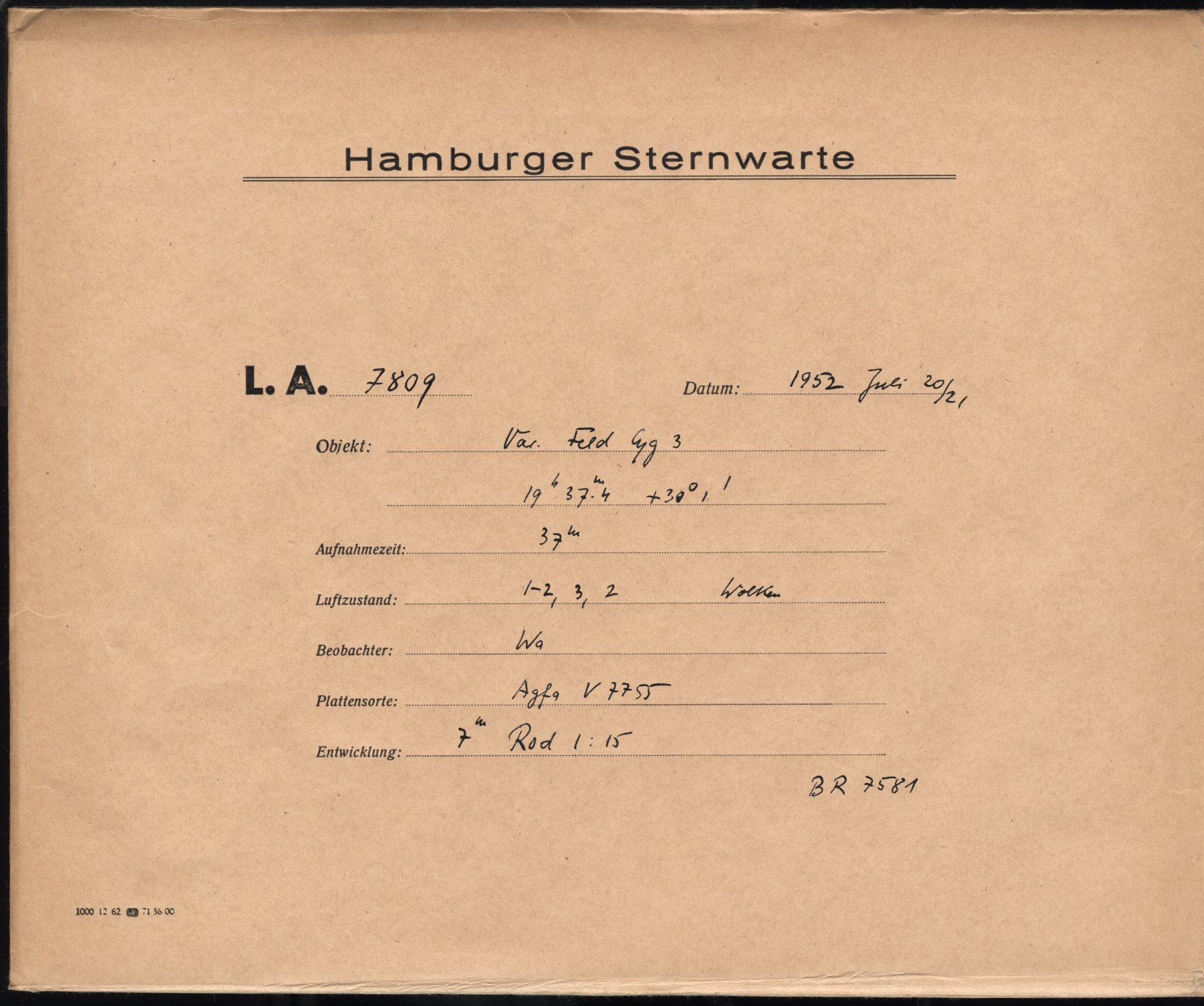 Plate envelope